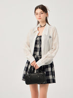 ikyou Slimming Cinched Waist Strappy Plaid A Line Office Midi Dresses