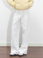 ikyou High Waist Loose Straight Colorfast White Denim Cotton Wide Leg Jeans