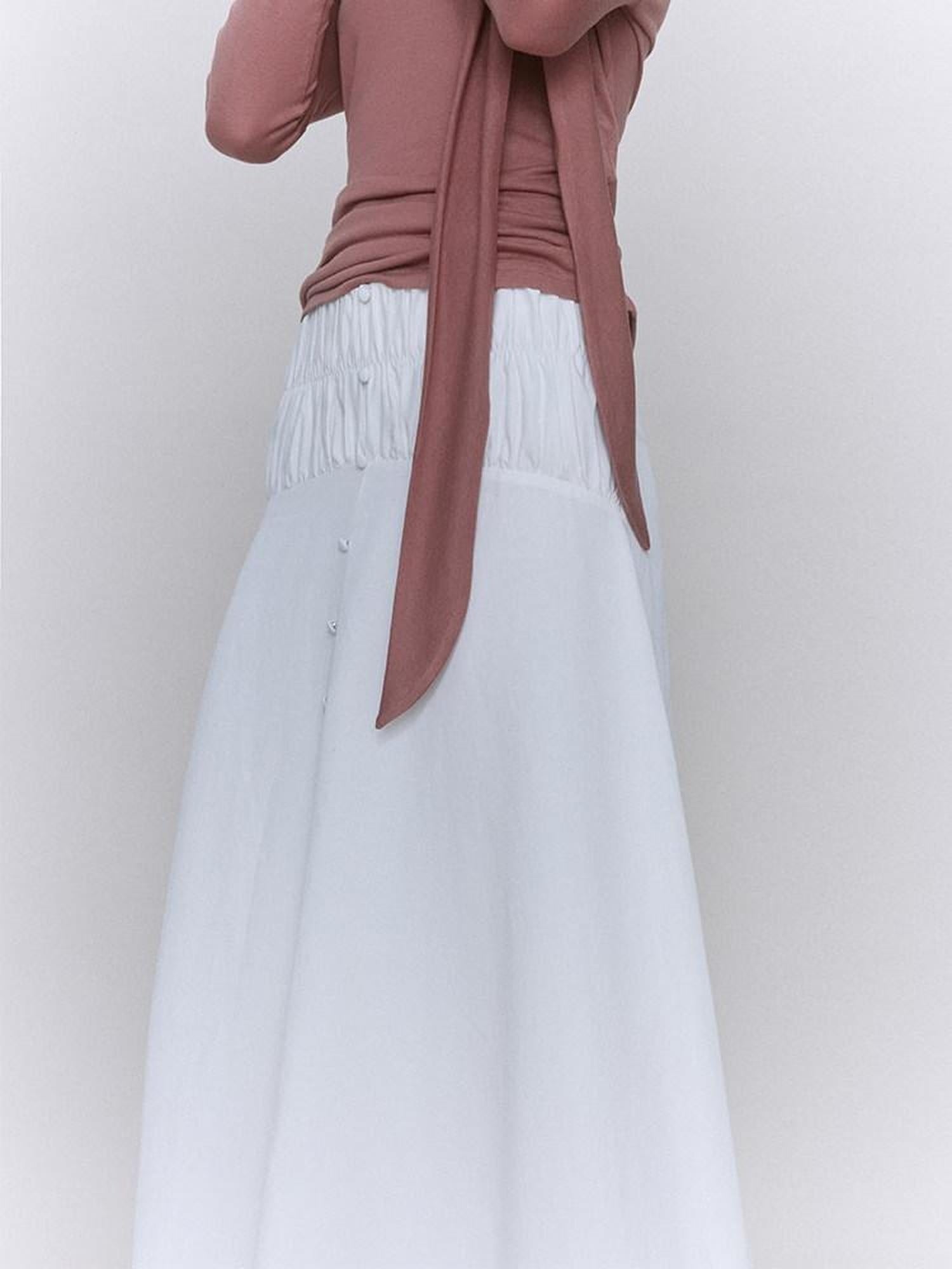 someone sometimes Recycled Viscose Linen Blend High Waist Asymmetric A Line Women Maxi Skirts