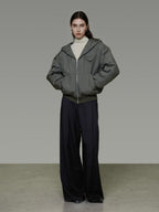 unspoken 90 White Duck Down Warm Loose Hooded Commuter Women Deep Gray Green Down Jackets