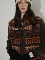Lofi choose Thick Insulated Commuter Stand Collar Zipper Office Polyester Orange Brown Vests