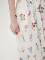 fano Lyocell Embroidered High Waist Puff Sleeve Aline Square Neck Party Maxi Dresses