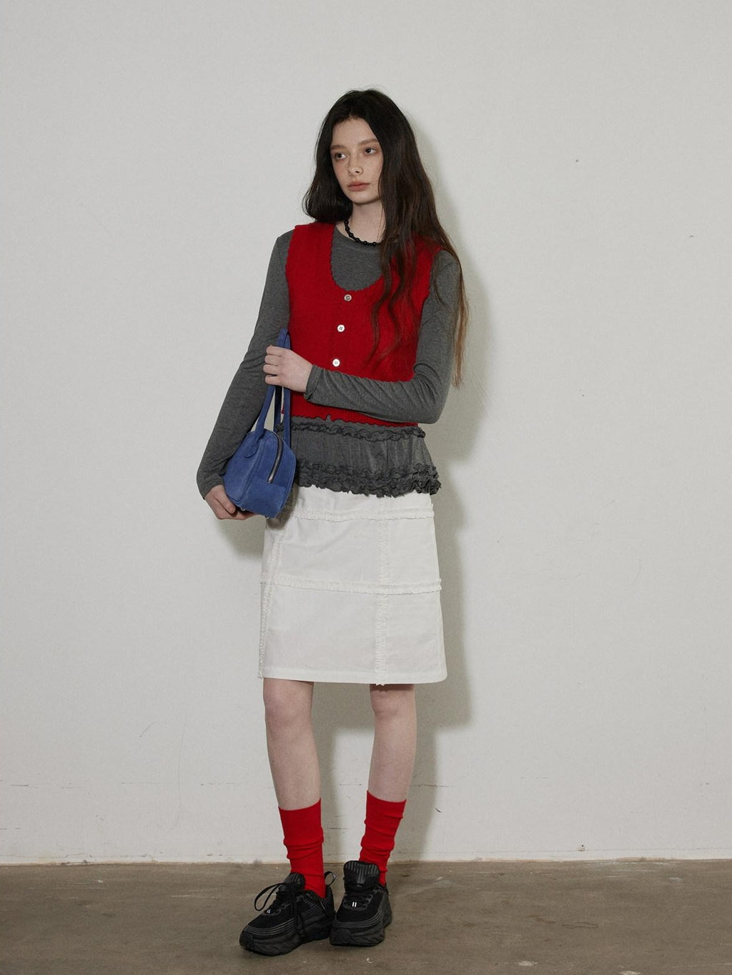 Lofi choose High Waist Loose Fit Office Ready Young Women Purple Blue White Midi Skirts