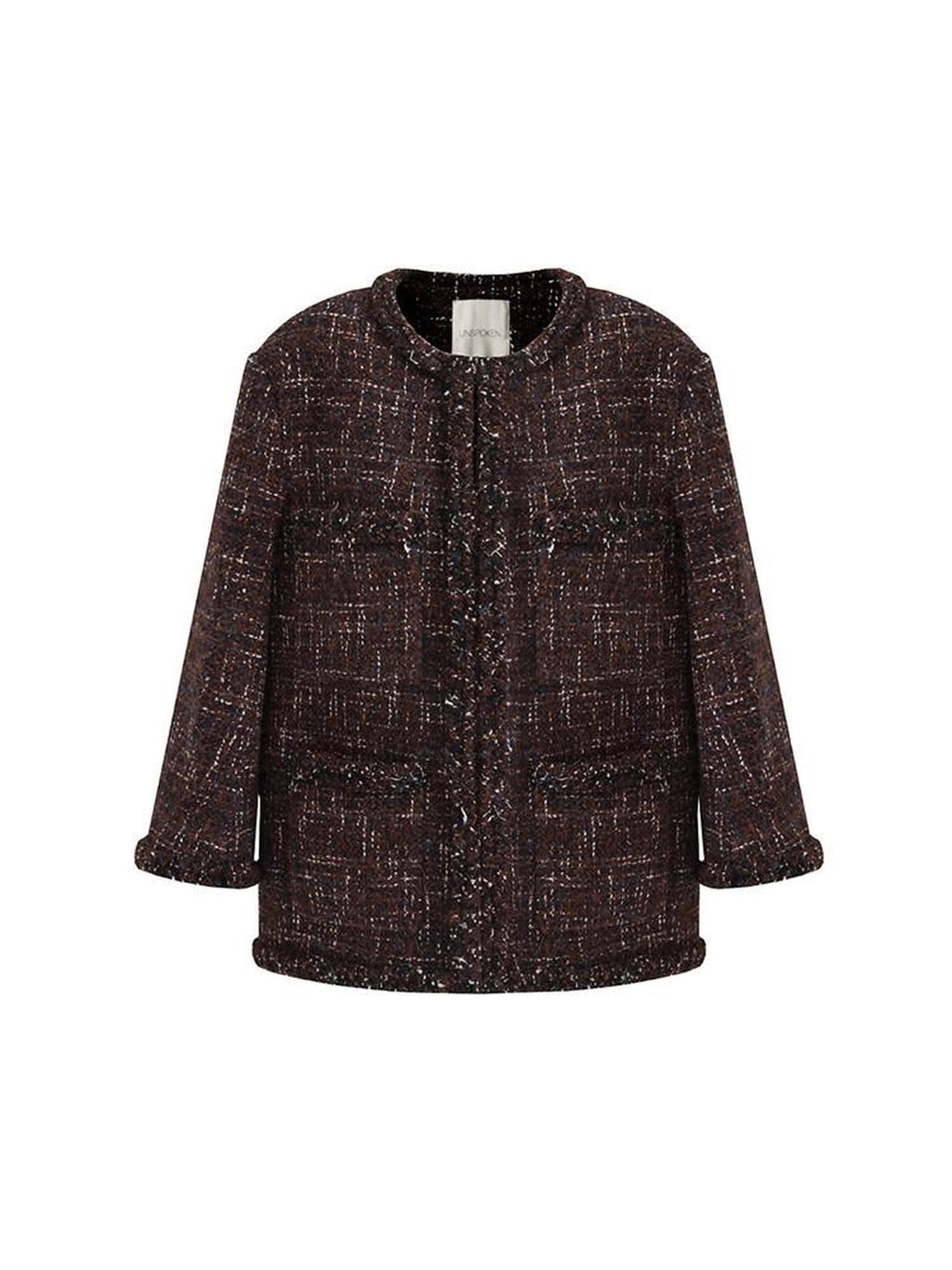 unspoken Warm Wool Blend Button Front Round Neck Relaxed Fit Office Women Short Coat