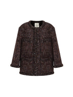 unspoken Warm Wool Blend Button Front Round Neck Relaxed Fit Office Women Short Coat