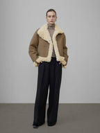 unspoken Faux Fur Pocketed Loose Fit Barn Style Brown Women Cropped Jackets