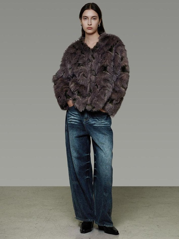 unspoken Warm Minimal No Collar Mocha Brown Women Commuter Polyester Short Coat