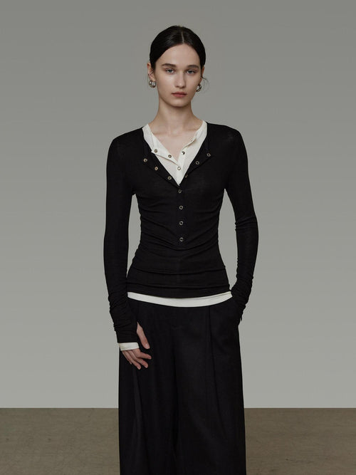 unspoken Breathable Skin Friendly Slim Fit Button Half Collar Women Knit Cardigans