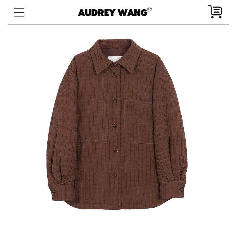 audreyyang_90%_White_Duck_Down_Warm_Embossed_Loose_Fit_Turn_Down_Collar_Down_Jackets_MISSTT