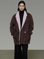 unspoken Soft Wool Blend Loose Commuter Coat 3D Tailoring Lapel Collar Women Wool Coats