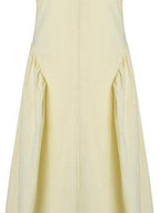 fano Pure Cotton Minimalist V-neck Sleeveless A Line Casual Women Yellow Maxi Dresses