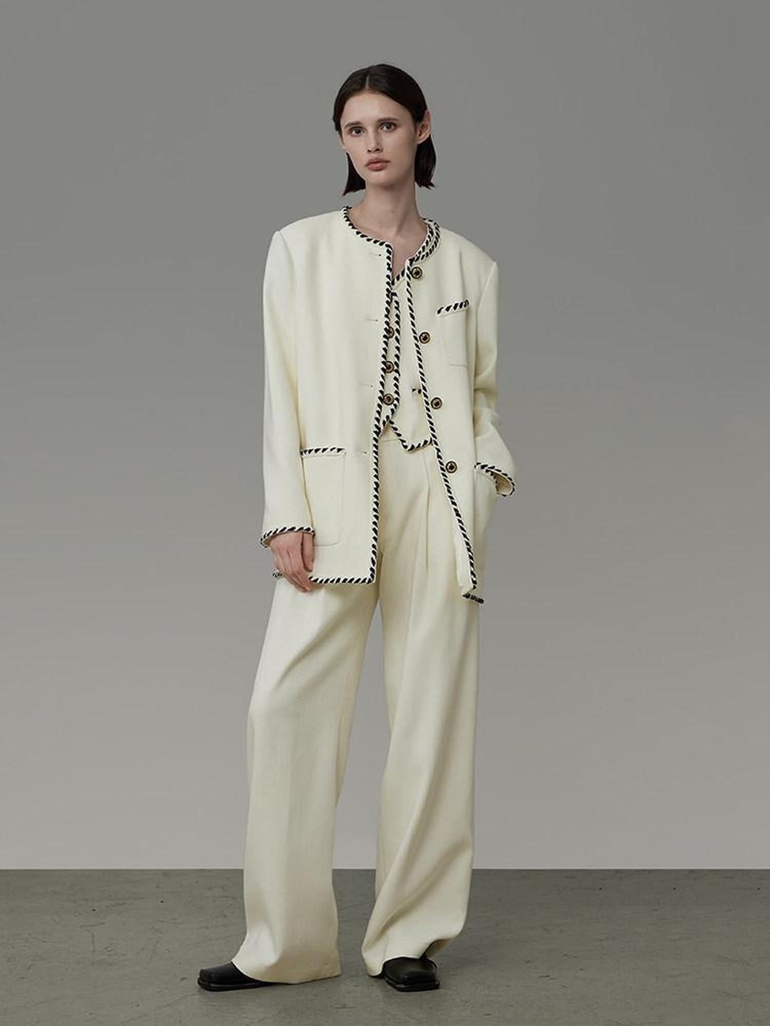 unspoken Off White Three Piece Minimalist Casual Women S M L Lounge Top & Pants Sets