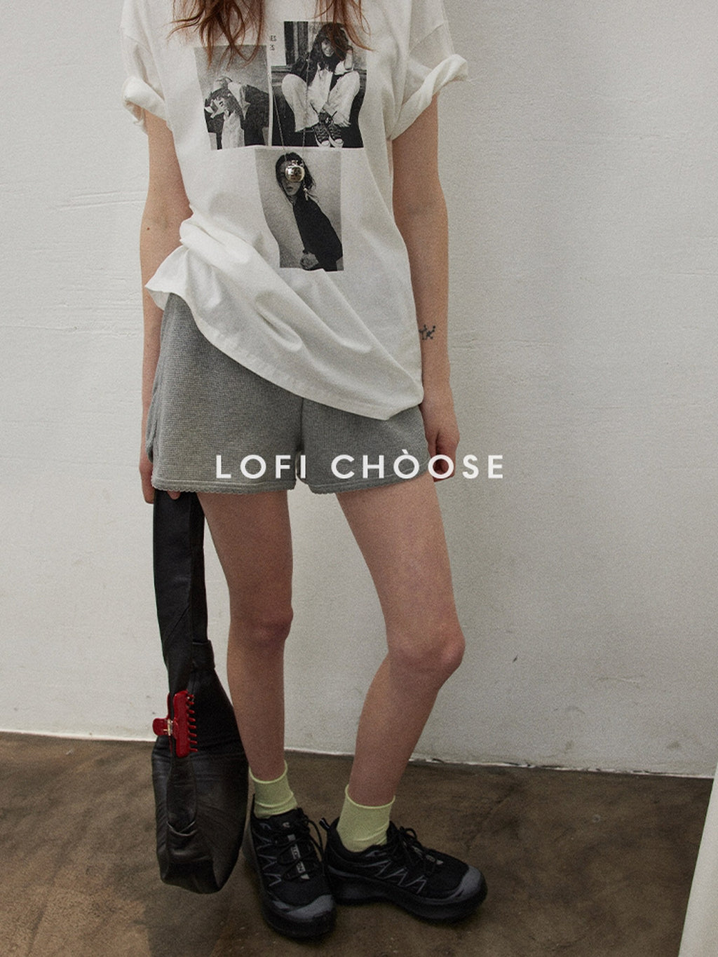 Lofi choose High Waist Loose Straight Leg Women Commuter Grey Casual Mini Shorts