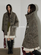 Lofi choose Heavy Wool Blend Relaxed Fit Stand Collar Midlength Commuter Toggle Wool Coats