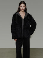 unspoken Warm Minimalist Commuter Loose Fit Zip Layered Women Black Polyester Short Coat