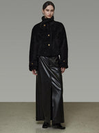 unspoken Warm Sculpted Tailoring Minimal Commuter Loose High Waist Wool Blend Short Coat