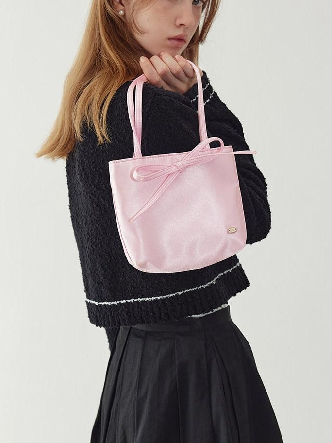 fano Foldable Washable Minimalist Casual Bow Detail Unisex Commuter Boxy Tote Bags