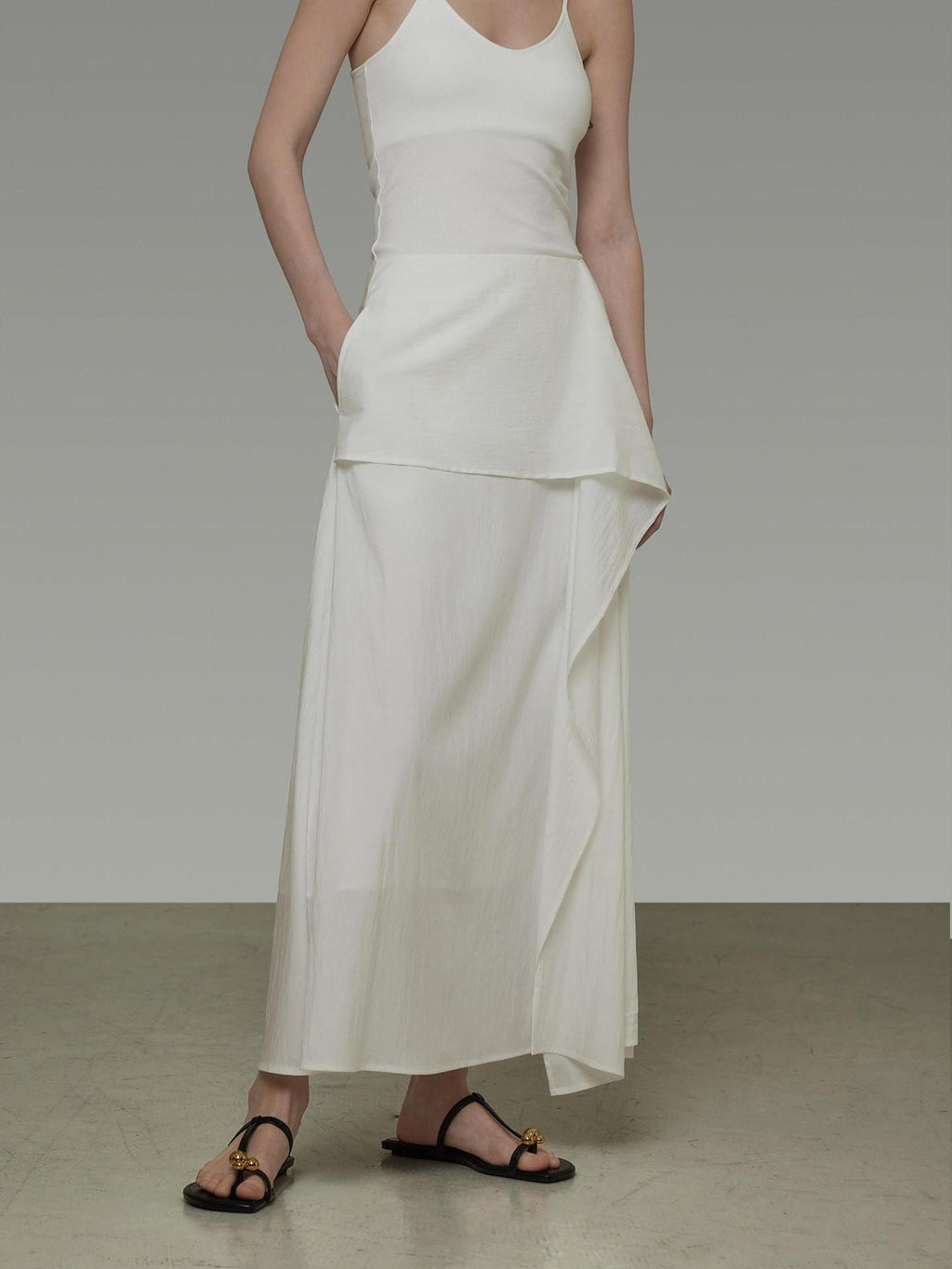 unspoken High Waist Lined Irregular Hem Minimal A Line Office Lyocell Blend Maxi Skirts