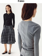 fano Cooling Lyocell Blend Korean Slim Short Sleeve Tee Basic Crop Tops