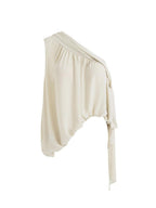 unspoken Asymmetric One Shoulder Loose Commuter Solid Women Daily Off Shoulder Crop Tops