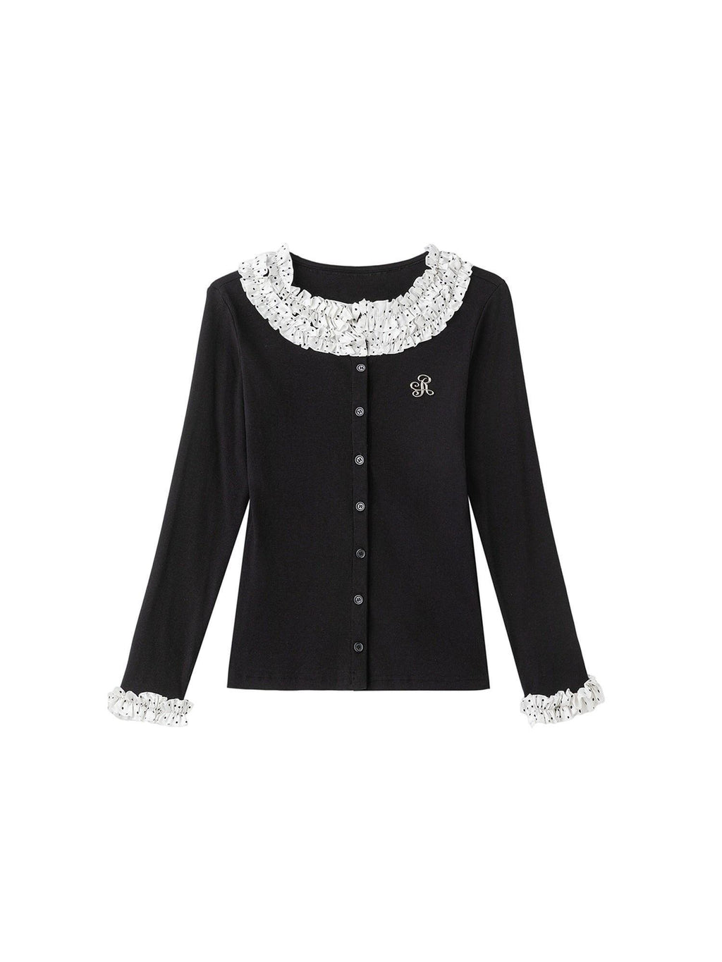 ikyou Soft Stain Resistant Slim Fit Dot Button Casual Cotton Long Sleeve T-Shirts