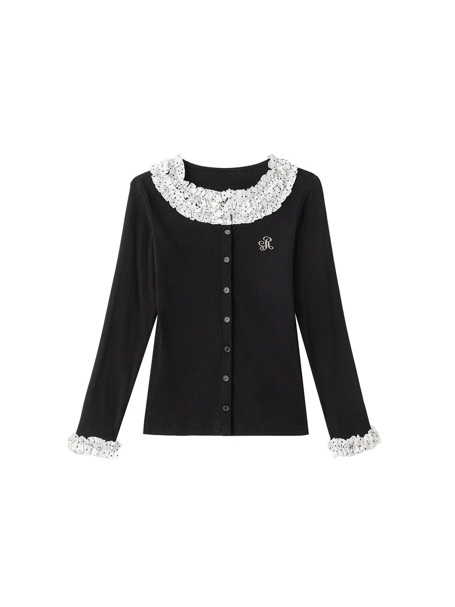 ikyou Soft Stain Resistant Slim Fit Dot Button Casual Cotton Long Sleeve T-Shirts