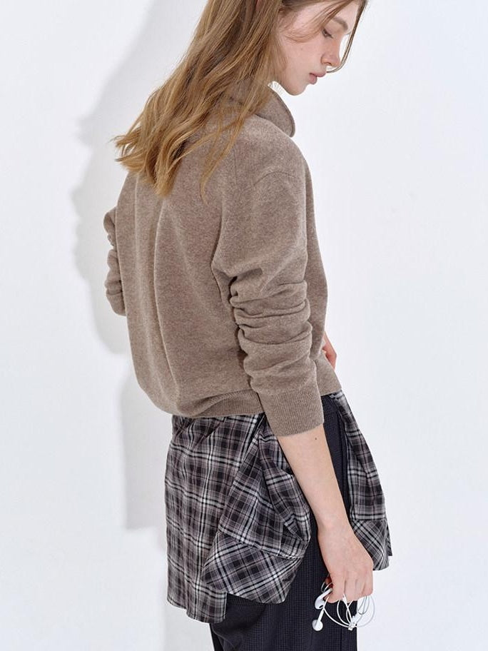 fano Soft Breathable Lambswool Cashmere Cowl Neck Relaxed Knit Pullover Sweaters