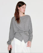 fano Soft Wool Blend Relaxed Loose Batwing Boat Neck Womens Knit Sweaters