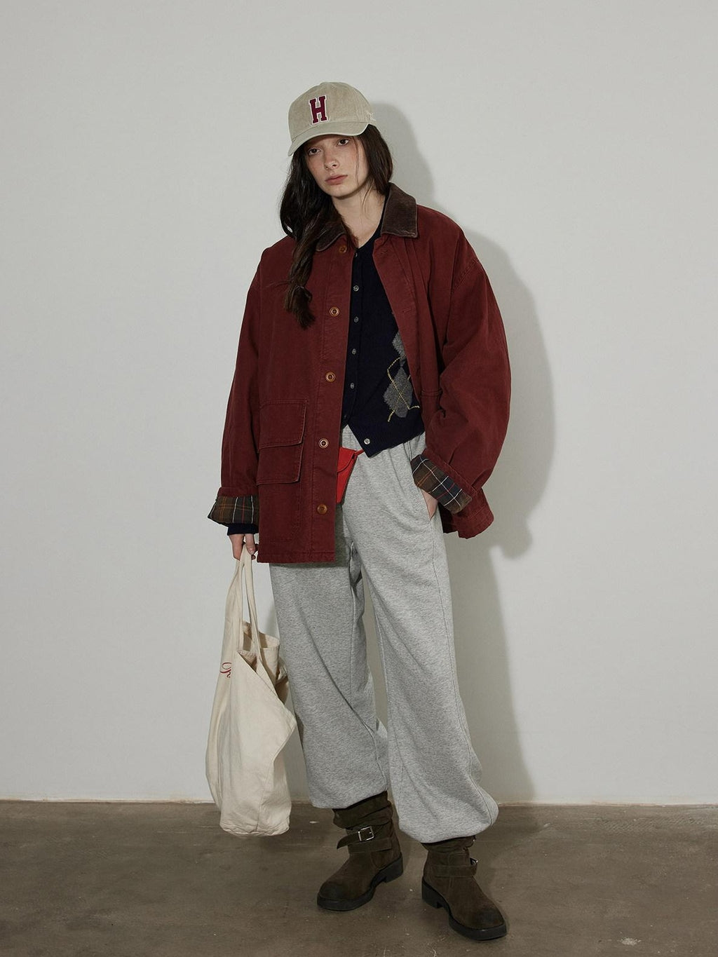 Lofi choose Soft Midweight British Argyle Contrast Button Women Knitwear Cardigans