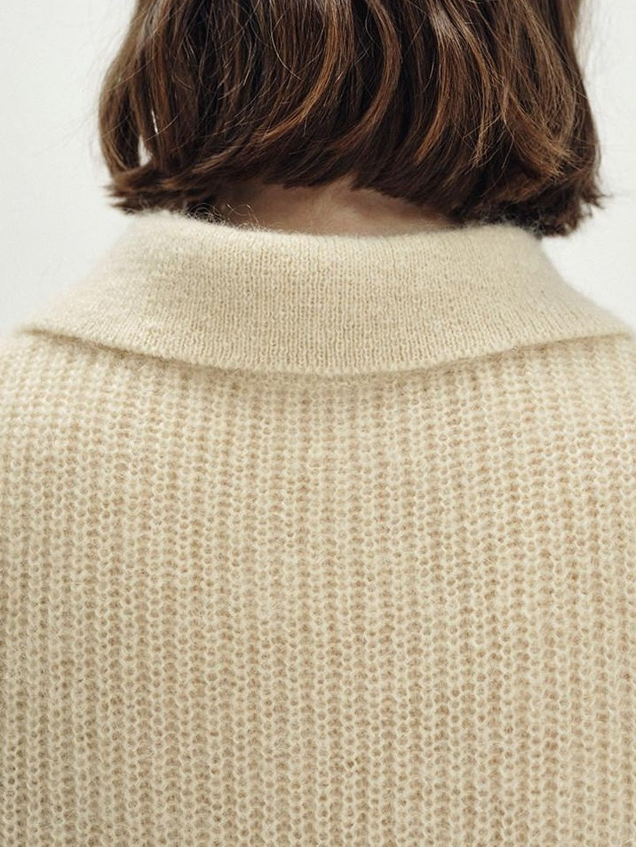 someonesometimes Soft Mohair Wool Blend Slim Short Lapel Buttoned Women Knitwear Cardigans