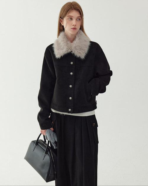 fano Detachable Padded Liner Casual Loose Women Pocket Poly Stretch Cropped Jackets
