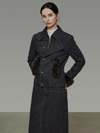 unspoken Warm Buttoned Panel Slim High Waist Long Sleeve Women Black Top & Skirt Sets