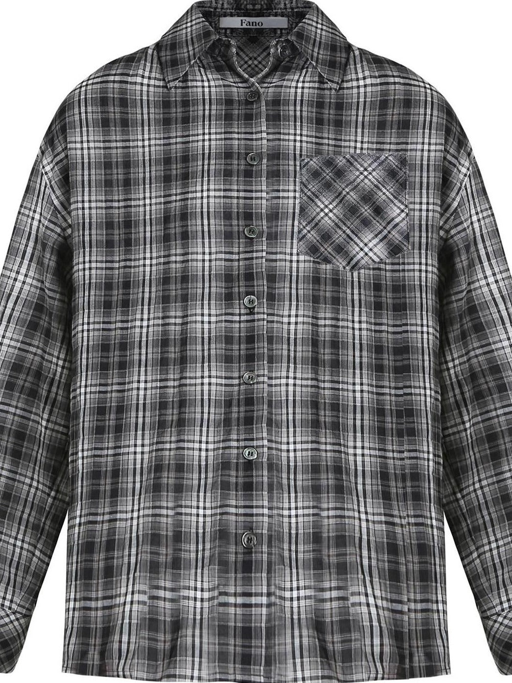 fano Uv Protection Loose Korean Polo Collar Button Front Plaid Women Shirts