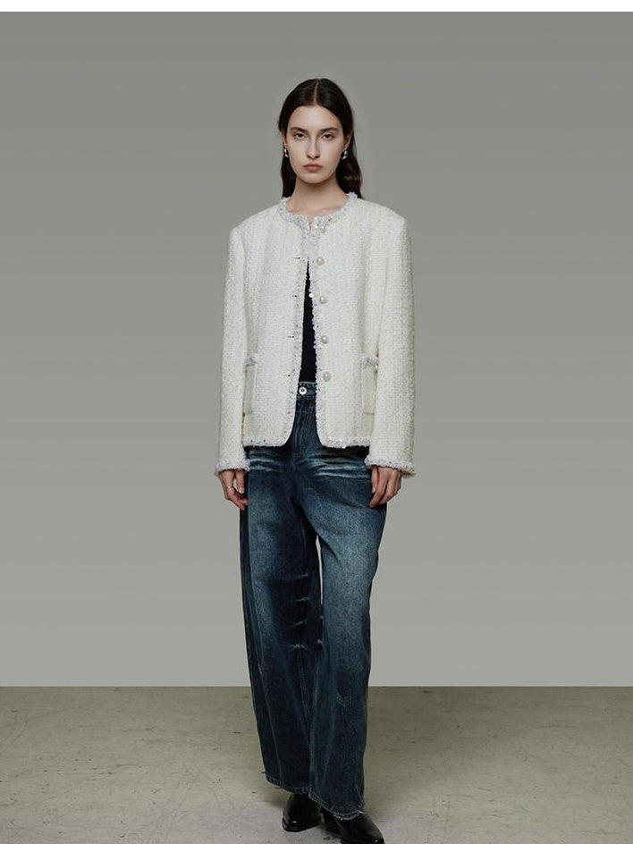 unspoken Wool Blend Minimal Commuter Relaxed Fit 3D Tailored Cropped Jackets