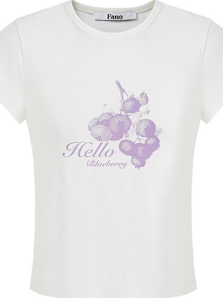 fano Stretch Cotton Korean Commuter Printed Round Neck T Shirt Basic Crop Tops