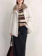 fano 90% White Duck Down Insulated Casual Straight Fit Hooded Short Warm Down Jackets