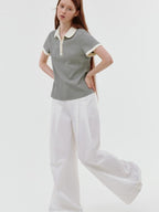 fano Stretch Cotton Henley Neck Korean Straight Heather Gray Short Sleeve T-Shirts
