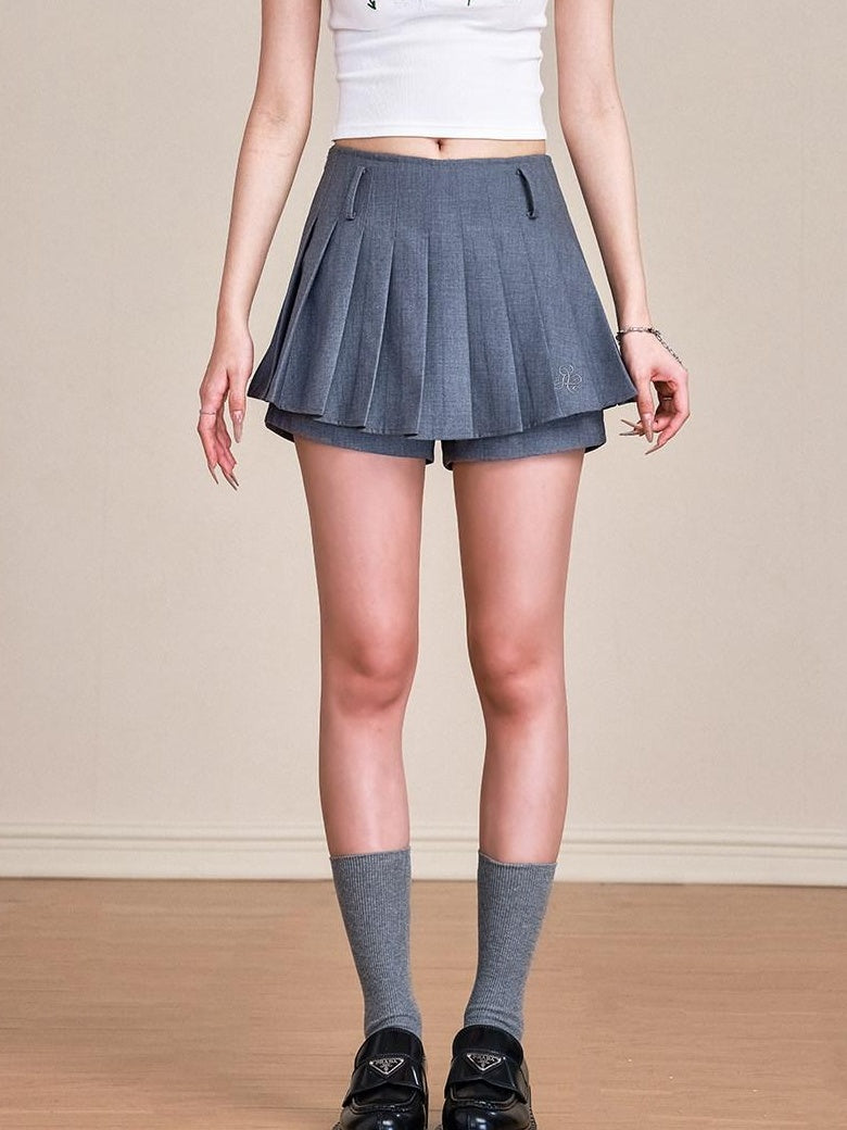 ikyou Shape Retaining Embroidered Pleated A Line Mid Waist Casual Women Mini Skirts