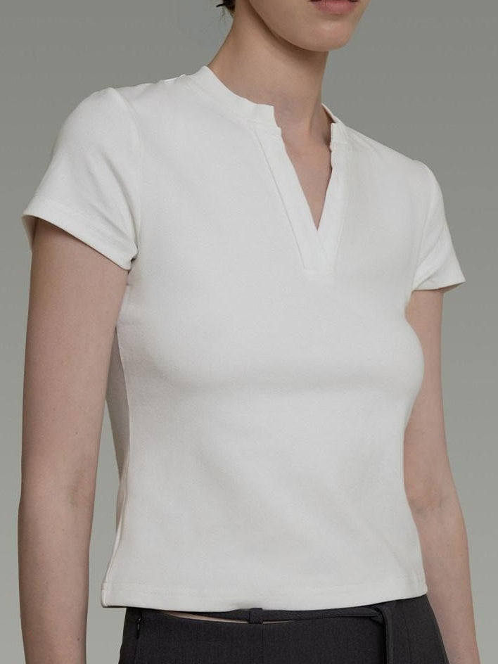 unspoken Moisture Wicking Slim V-neck Cropped Womens Viscose Blend Short Sleeve T-Shirts