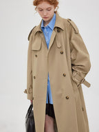 fano Single Breasted Stand Collar Relaxed Fit Women Polyester Lined Trench Coats