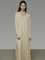 unspoken Non Fading Modal Cotton Long Sleeve Loose Waist Minimalist Commuter Maxi Dresses