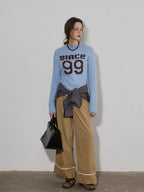 Lofi choose Soft Knit Relaxed Crewneck Pullover Women Commuter Cloud Blue Sweaters