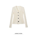 audreyyang_Lightweight_Openwork_Slim_V-neck_Button_Knitted_Cotton_Women_Cardigans_MISSTT