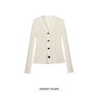 audreyyang_Lightweight_Openwork_Slim_V-neck_Button_Knitted_Cotton_Women_Cardigans_MISSTT