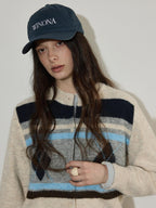 Lofi choose Cozy Poly Wool Blend Contrast Trim Diamond Knit Loose Fit Women Cardigans
