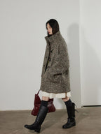 Lofi choose Heavy Wool Blend Relaxed Fit Stand Collar Midlength Commuter Toggle Wool Coats