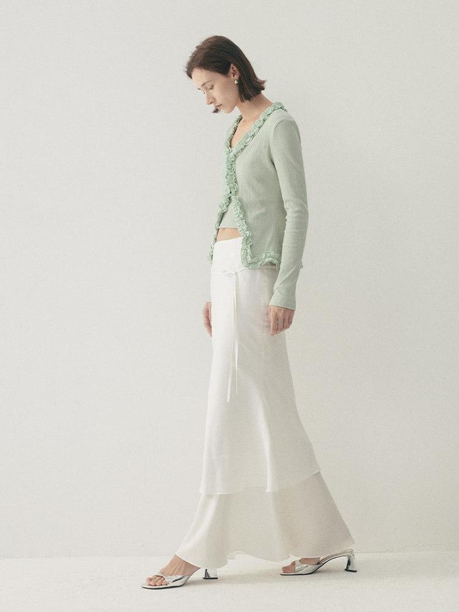 someone sometimes Soft Modal Tencel Minimal Office Double Fishtail Low Waist Women Maxi Skirts