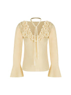 unspoken Soft Breathable V-neck Slim Fit Commuter Knitwear Bell Sleeves Women Sweaters