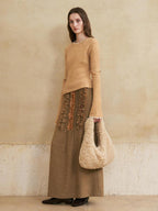 someonesometimes Wool Blend Lined Vintage Straight Mid Hidden Zip Casual Women Maxi Skirts