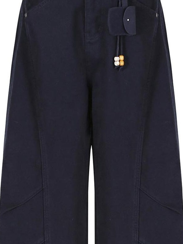 fano 100 Percent Cotton Casual Navy Natural Waist Womens Wide Leg Jeans